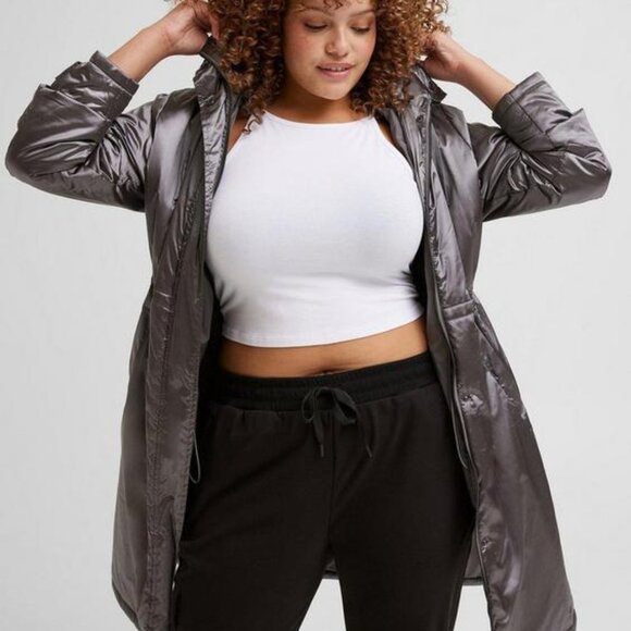 Torrid Metallic Puffer Jacket Gunmetal Weather Protection Water Resistant 4X NWT - Picture 1 of 8